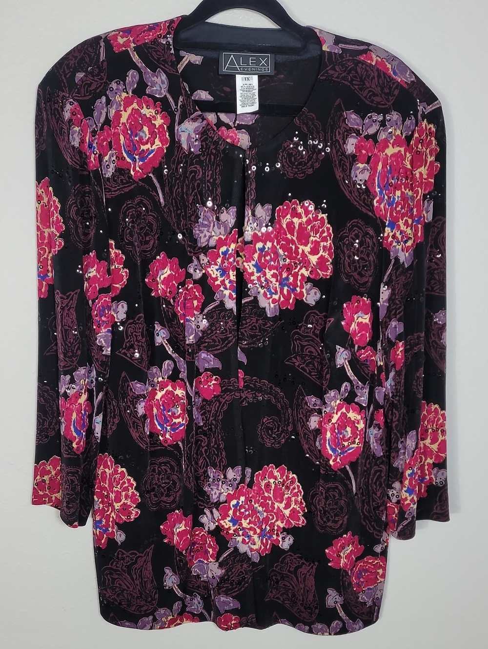 Alex Evenings Floral Sequin Cardigan Size 1X Formal Wedding Mother of Bride